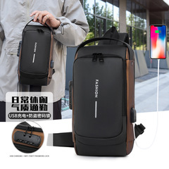 男性の胸のカバンのパスワードロックの盗難防止防水の車のカバンのUSB充電の斜め掛けのショルダーバッグの多機能のスポーツのウエストバッグ