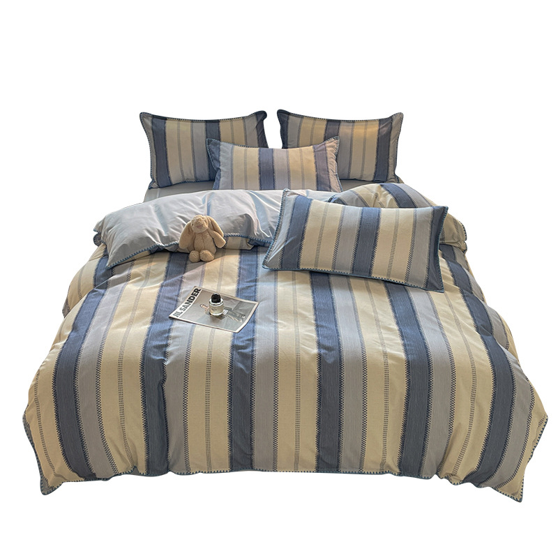 Cotton Four-piece Bedding Set Brushed Fitted Sheet Duvet Cover_voghion.com