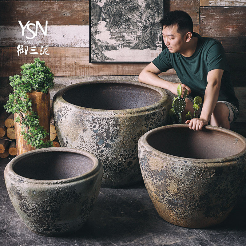 Ceramic Large Pots, Rustic Pottery, Handmade Yard Pots, Traditional Landscape Fish Tanks, Lotus Pots, Vintage Water Pots, Balcony Garden Tree Planting Pots Ceramic Large Pots, Rustic Pottery, Handmade Yard Pots, Traditional Landscape Fish Tanks, Lotus Pots, Vintage Water Pots, Balcony Garden Tree Planting Pots