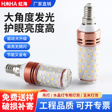 led灯泡节能灯E14小螺口E27玉米灯三色变光家用照明带罩吊灯光源
