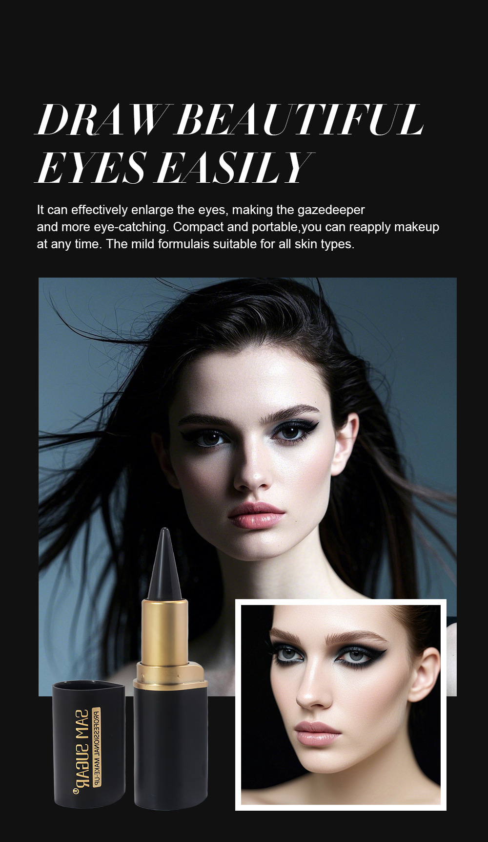 Matita labbra opaca SAM SUGAR, ombretto ricco a testina singola, eyeliner solido multicolore a lunga durata_voghion.com