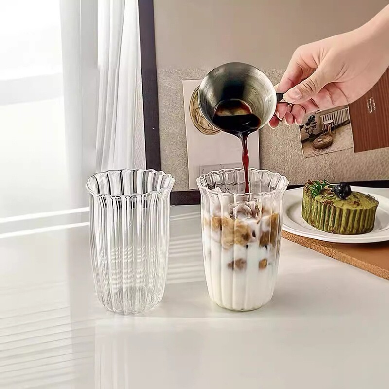 Creative Ice American Stripe High Color Value Open Cup Borosilicate Ice Latte Coffee Cup Cold Drink Cup Simple Water Cup Creative Ice American Stripe High Color Value Open Cup Borosilicate Ice Latte Coffee Cup Cold Drink Cup Simple Water Cup