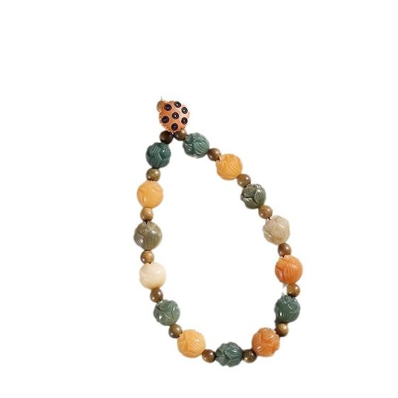 Bodhi Root Lotus Duobao Mobile Phone Chain Rich Flower Pendant Women's Exquisite Mobile Phone Case Lanyard Wrist Anti-lost Hanging Ornaments