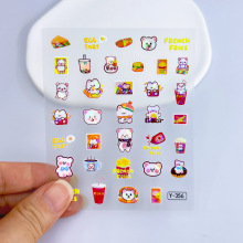 5D浮雕卡通图案美甲贴纸可乐小熊汉堡薯条立体指甲贴充电宝diy贴
