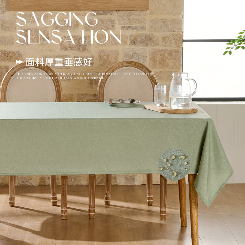 Mantel de lino de imitación de Amazon, impermeable y a prueba de aceite, mantel de comedor de color sólido de alta calidad, mesa de centro antiarrugas y resistente al desgaste, cubierta de gabinete