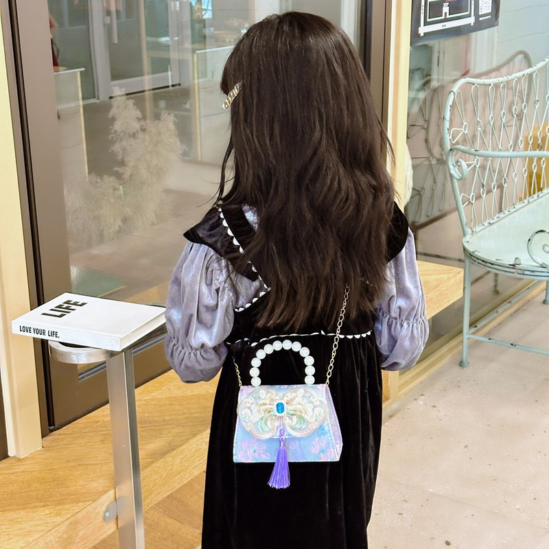 Bolso de hombro para niños caliente exquisito antiguo bolso de cambio para chicas lindas princesas al aire libre bolso de perlas casuales