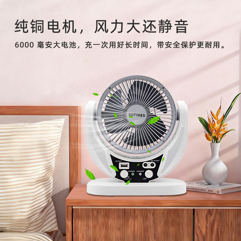 Gdtimes ventiladores de escritorio solares mini ventiladores portátiles de escritorio recargados ventiladores de campamento de iluminación ventiladores de Mesa image 4