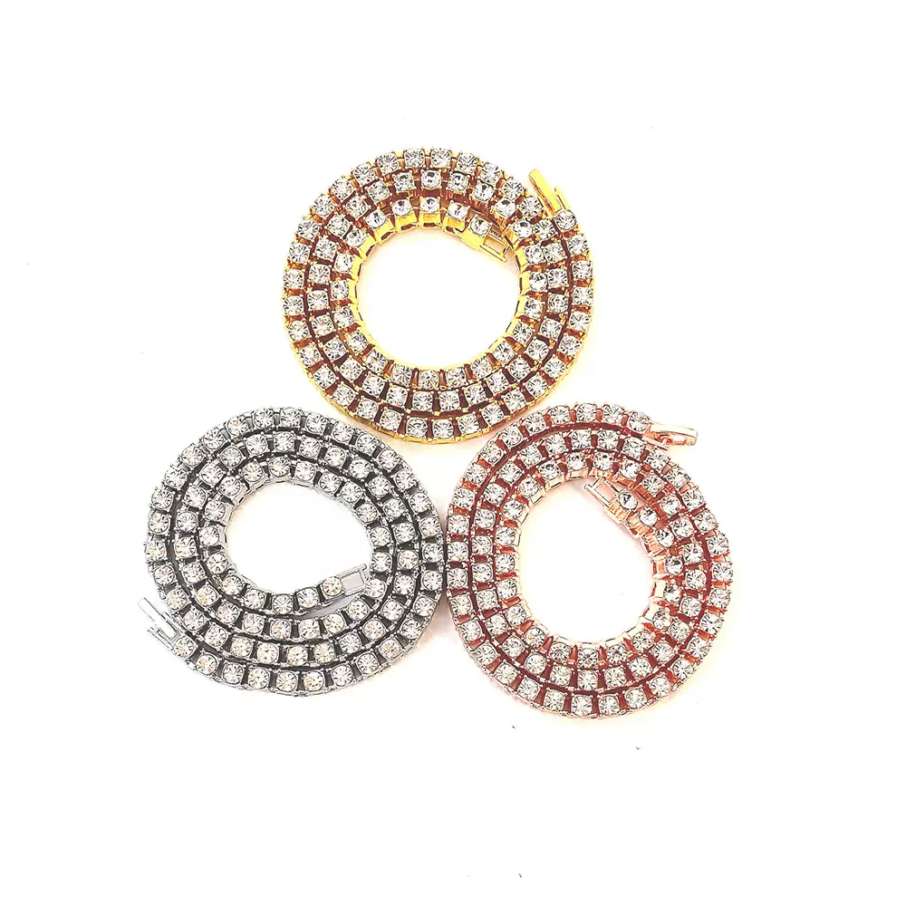 2024年短款嘻哈线条合金配饰手链热销网球项链男士简约欧美首饰