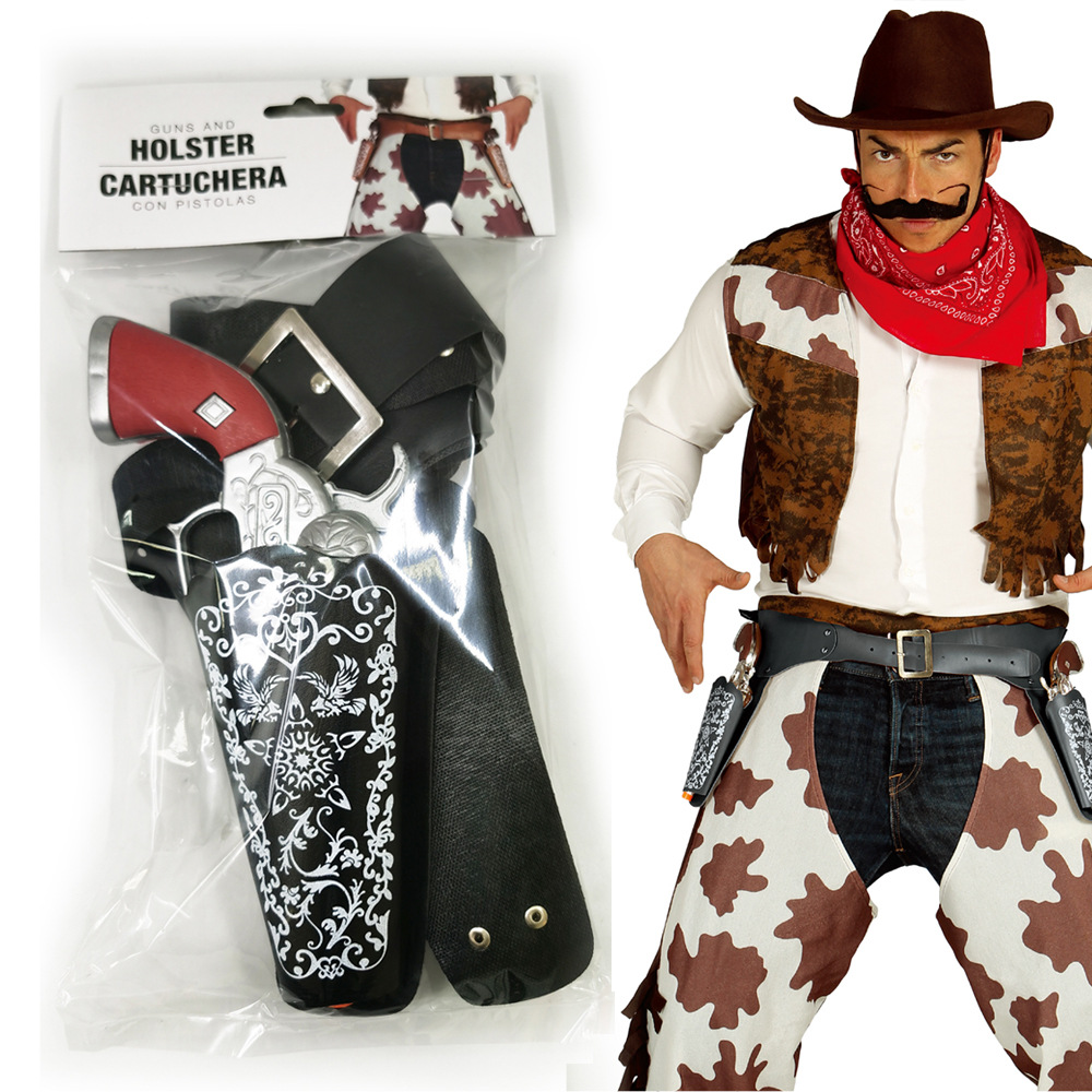 Halloween RPG Pistolas de juguete Lanzamiento de vaqueros del oeste Caja con cinturón Vaquero pistola