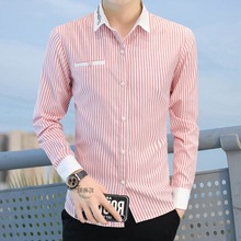2025秋季新款男士衬衫条纹休闲印花百搭衬衣时尚商务免烫寸衫