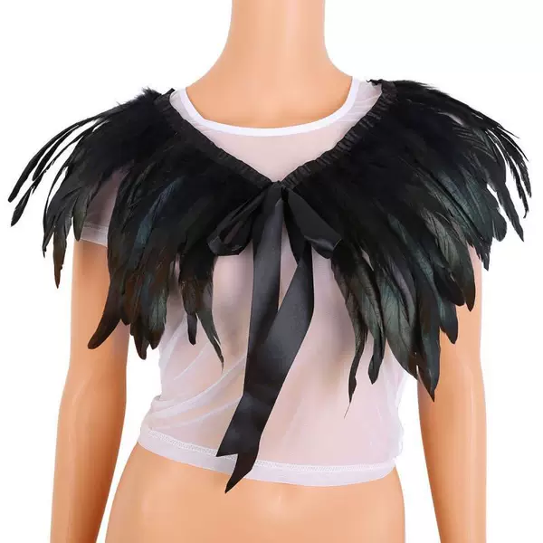 Halloween Fancy Dress Show Cosplay Accessories Stage Costume Gothic Style Feather Short Shawl Fake Collar