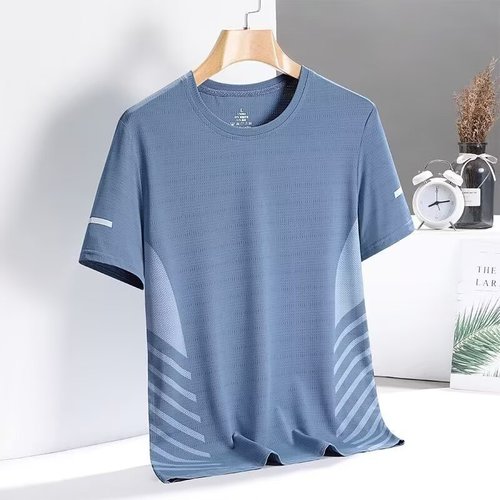Ice silk quick-drying T-shirt men's short-sleeved summer men's large-size half-sleeved tops outdoor running sports T-shirt round collar