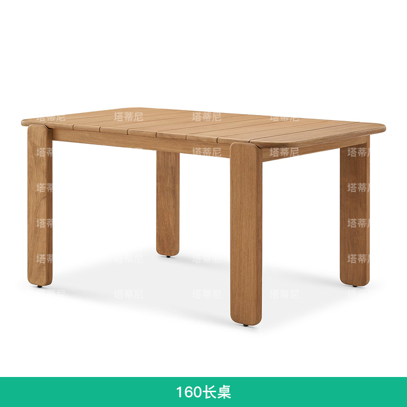 Mesa y silla de madera de ocio al aire libre combinación de patio hotel resort impermeable anticorrosión terraza muebles de mesa larga
