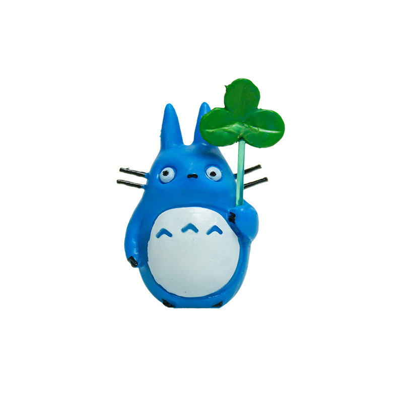 Pequeño tanque de peces DIY Totoro pequeños adornos tanque de peces trébol elevación hojas Miyazaki anime decoración del coche muñeca