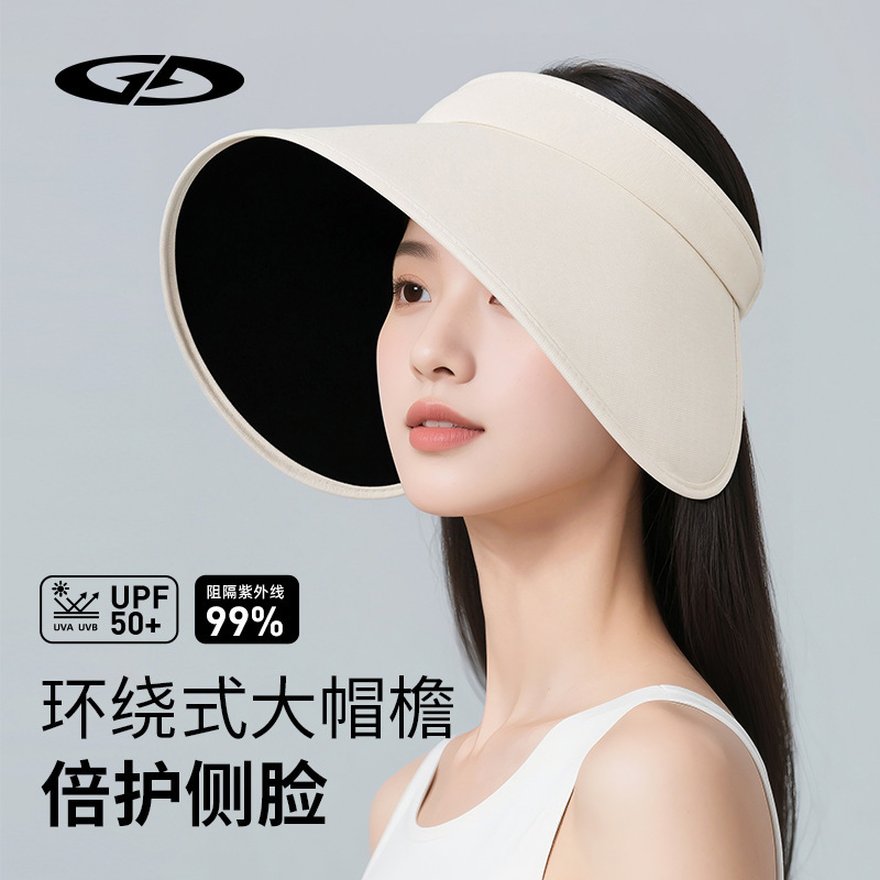 Wrap-around Large Brim Sunscreen Hat Women's Summer New Velvet Black Sun Hat Outdoor Anti-ultraviolet Hat