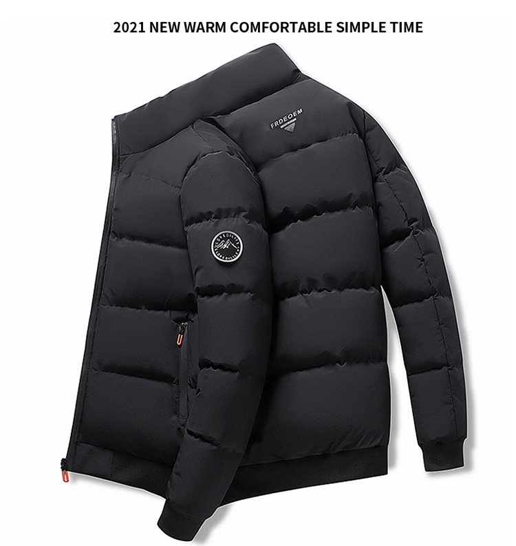 Men's Winter Padded Jacket With Stand Collar Slim Fit Quilted Coat_voghion.com