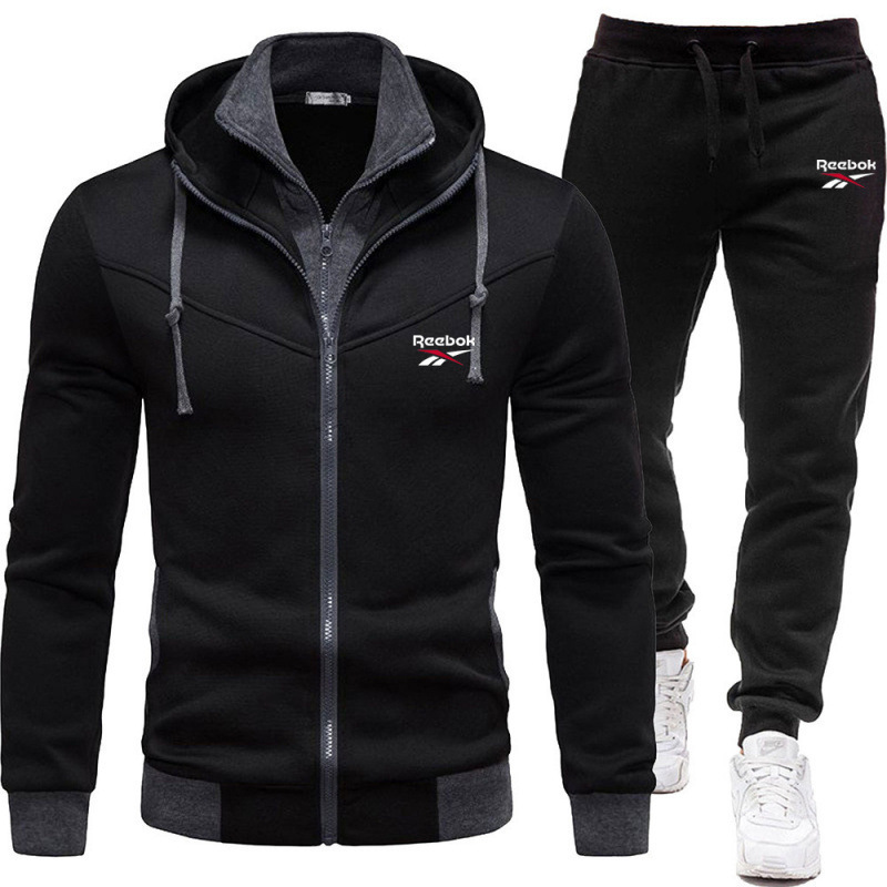 Cross-Border Men's New Casual Sports Hooded Long-Sleeved Sweatshirt Plus Velvet Trousers Cardigan Sweatshirt Two-Piece Set in Stock Cross-Border Men's New Casual Sports Hooded Long-Sleeved Sweatshirt Plus Velvet Trousers Cardigan Sweatshirt Two-Piece Set in Stock