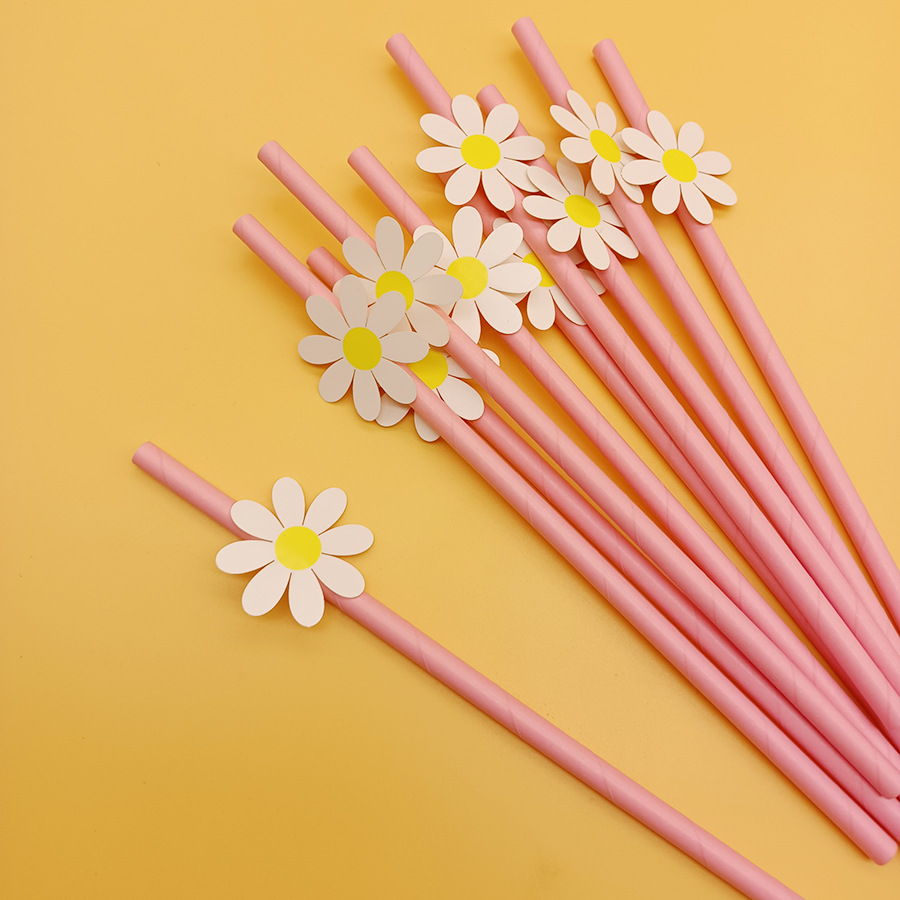 Fábrica en stock al por mayor partido creativo paja decoración serie con tarjeta pequeña flor Margarita papel paja creativa