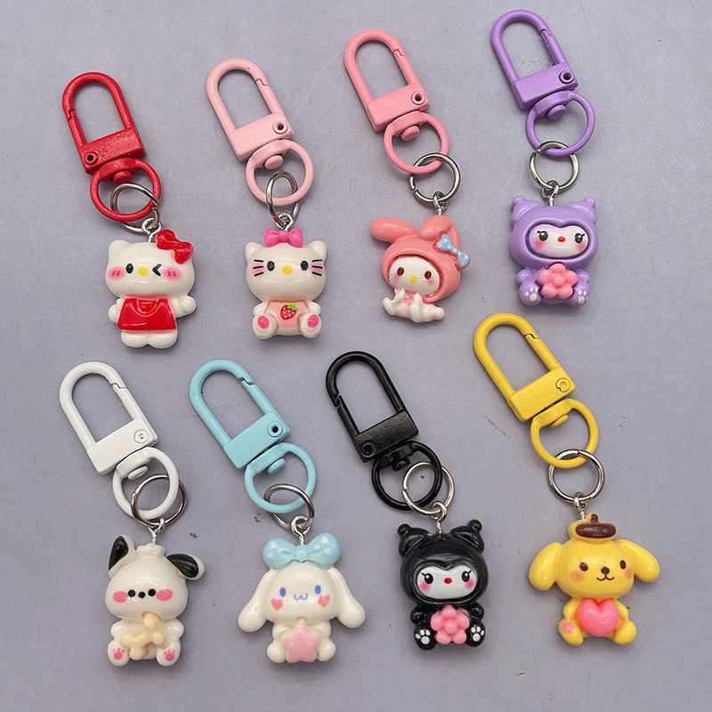 Cute Cartoon Sanrio Keychain, Student Girl's Heart-Shaped Bag Pendant, Intimate Gift for Couples Cute Cartoon Sanrio Keychain, Student Girl's Heart-Shaped Bag Pendant, Intimate Gift for Couples