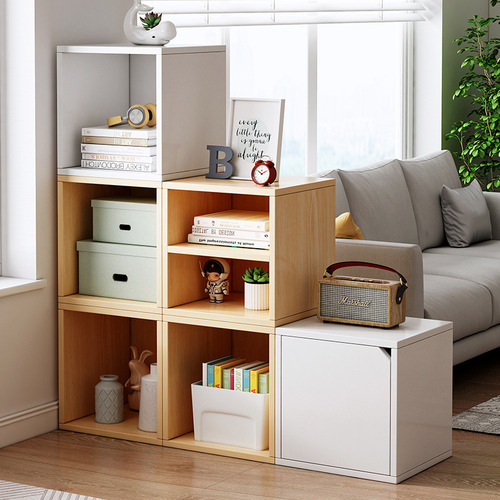 Bookshelf, storage rack, floor-standing simple bookcase, household living room free combination lattice cabinet, bedroom storage cabinet, storage cabinet