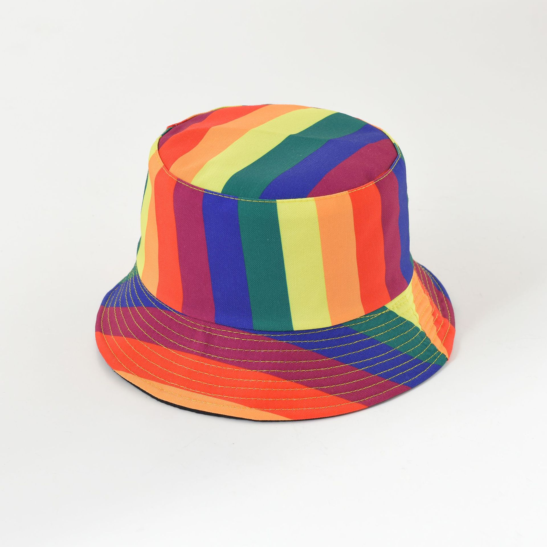 Nuevo arco iris de doble cara color a juego superior plana sombrero de pescador moda hombres y mujeres protección solar sombrero de sol patrón tropical sombrero de cuenca