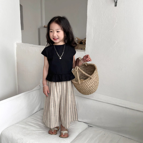 2025 Spring and Summer Girls' Short-Sleeve Set Children's Fashion and Trendy Sports and Leisure Two-Piece Set Baby Clothes