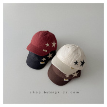韩版纯色简约星星儿童棒球帽秋冬新款小童宝宝凹造型男童鸭舌帽子