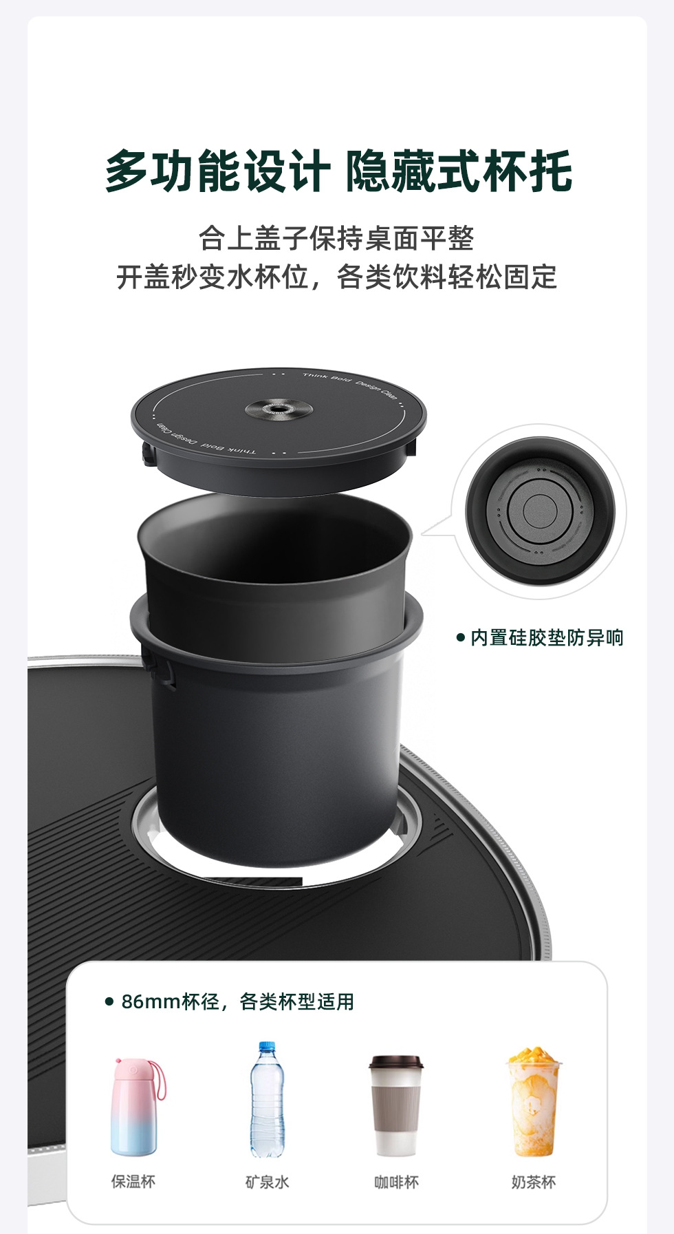 Universal widened and stable floating multi-functional car-mounted 1/4 screw floating small table for office, outdoor, and camping