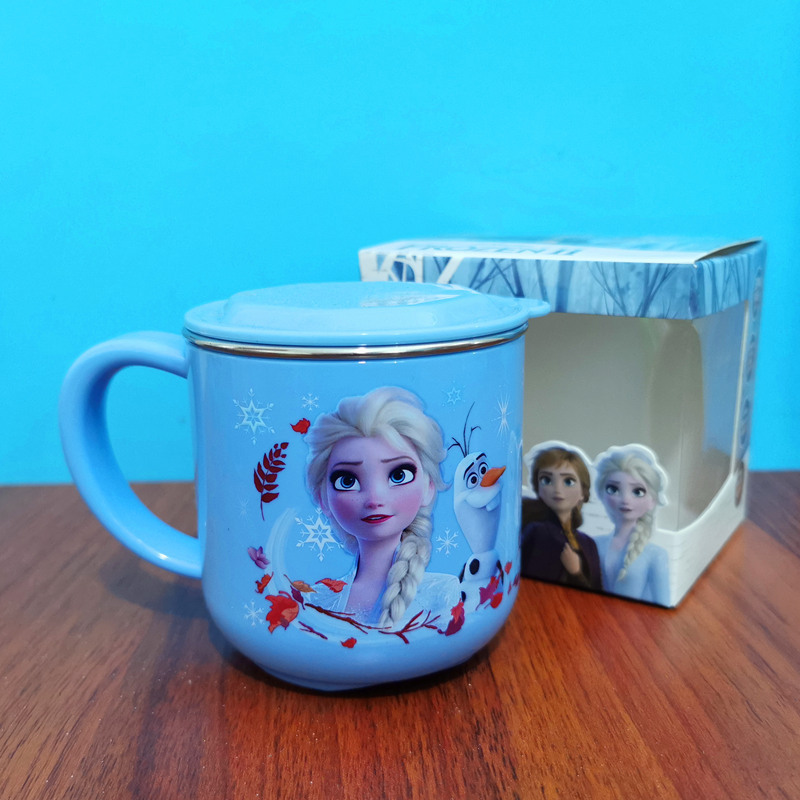 Taza de acero inoxidable para niños de Disney Taza de agua para niños Taza de agua para bebés Taza de leche casera anticaídas Set de cubiertos para bebés
