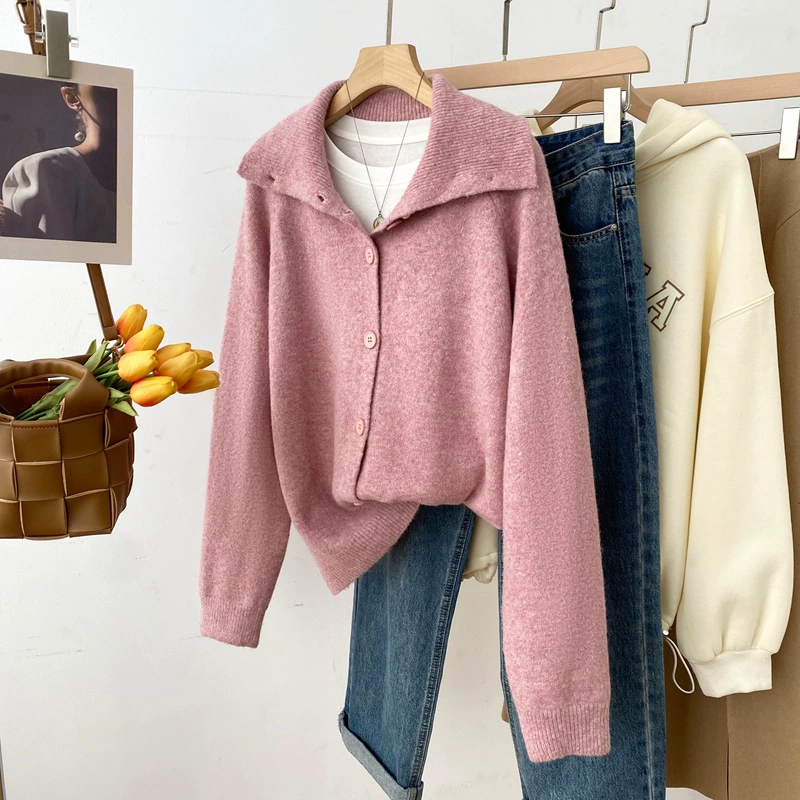 24 осенние и зимние новые антиподъёмные шарики клейкий рисовый бархатный свитер из овечьей шерсти однобортный сплошной свитер с высоким воротником женский 9938