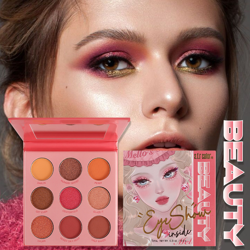 s.f.r color transfronterizo especial para la juventud mate perlada alta saturación nueve color papel sombra de ojos maquillaje al por mayor