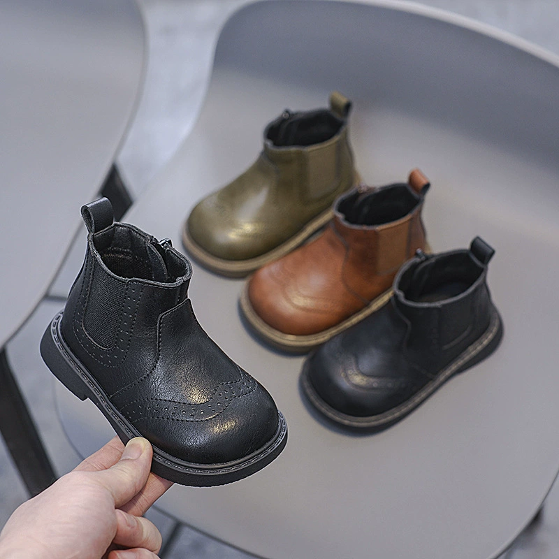 Martens, детские удобные полусапожки в английском стиле для мальчиков для отдыха, британский стиль, мягкая подошва, натуральная кожа
