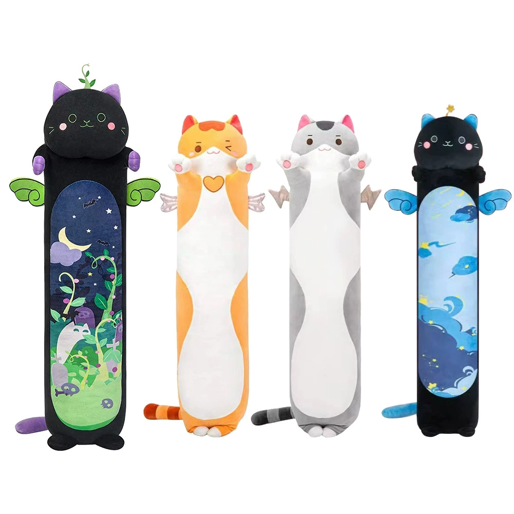 Трансграничная новая длинная плюшевая подушка с зажимом для кошек с крыльями, красочная подушка для кошек, кукла, плюшевая игрушка