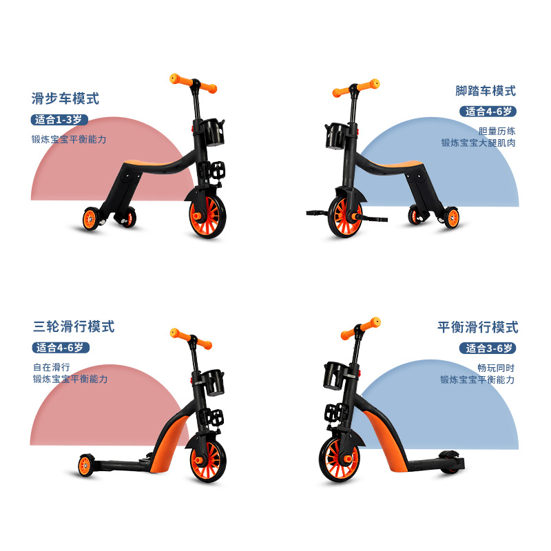 3 - en - 1 scooter para bebés, patinaje, triciclo para niños, carro de equilibrio, carro