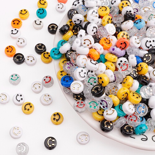 50 pieces acrylic smiley face round flat beads loose beads diy handmade bracelet jewelry accessories hot sale wholesale