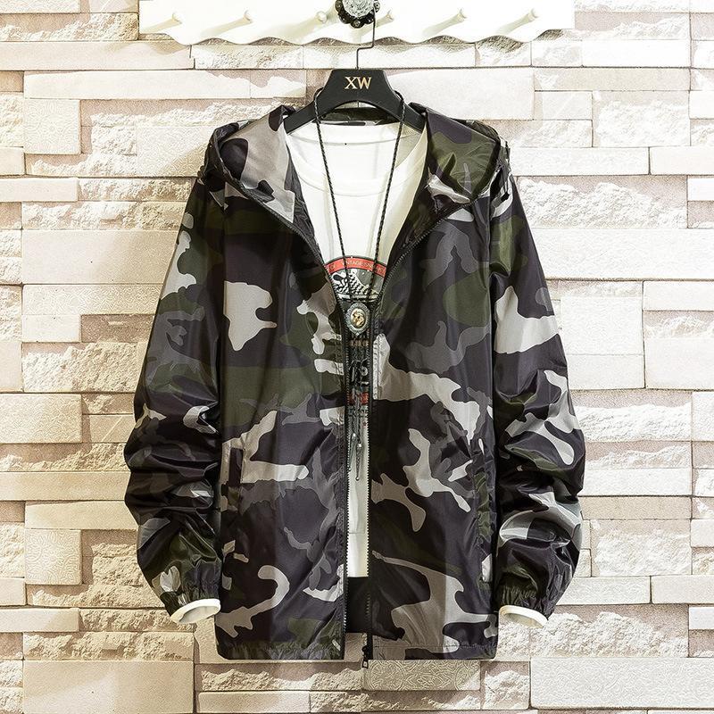 Sun Protection Clothing Men's Cool Breathable Skin Clothing Summer New Fishing Sun Protection Clothing Anti-Uv Student Camouflage Jacket