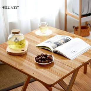 Simple Solid Wood Folding Table for Home Dining, Study, Late-Night Snacks, Stall Setup, Portable Table Made of Durable Fir and Cypress Wood