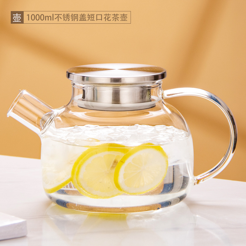 Tetera de vidrio resistente al calor tetera de bambú de gran diámetro olla engrosada tetera de flores y hierba tetera de gran capacidad hervidor de agua fría tetera hirviendo