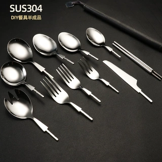 定制304不锈钢半成品西餐具可装花梨木柄陶瓷柄刀叉勺五金小配件