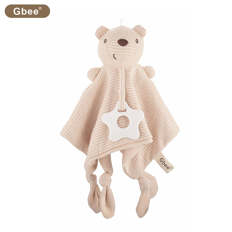 Organic teether, soothing towel, with little bears, organic cotton