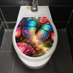 Shangyi SPZ-WC026 cool butterfly PVC bathroom wall sticker self-adhesive toilet seat decoration cross-border wholesale toilet sticker