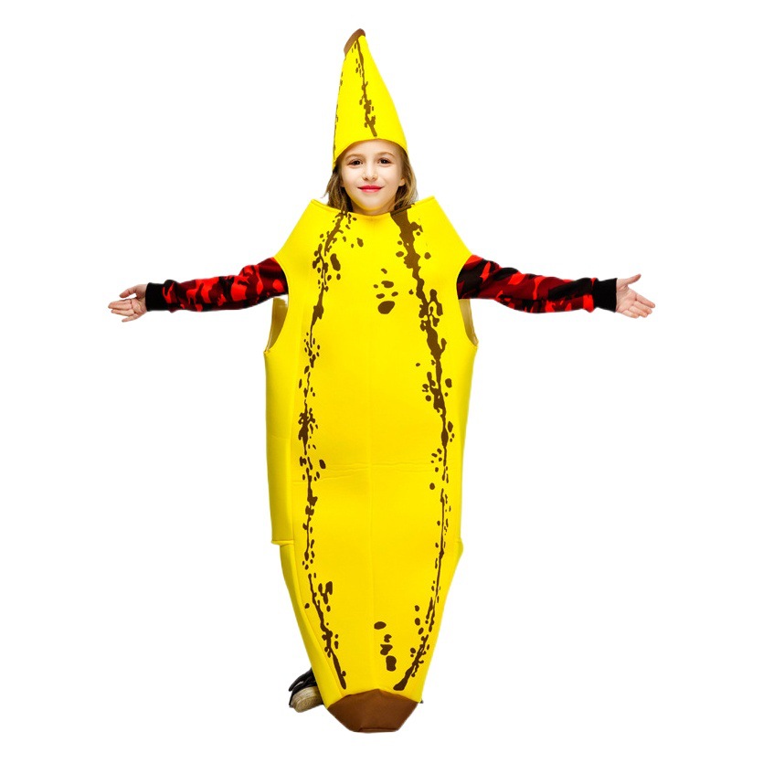 Disfraces divertidos de plátano para Halloween para adultos y niños, disfraces familiares, disfraces para parejas, disfraces de frutas para carnavales y espectáculos.