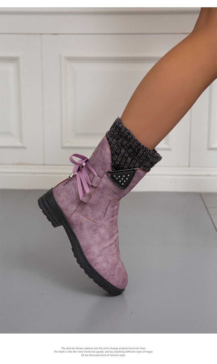 Large Size Short Boots Women Fashion Explosion Outer Boots Women Solid Color Low Heel Short Boots_voghion.com