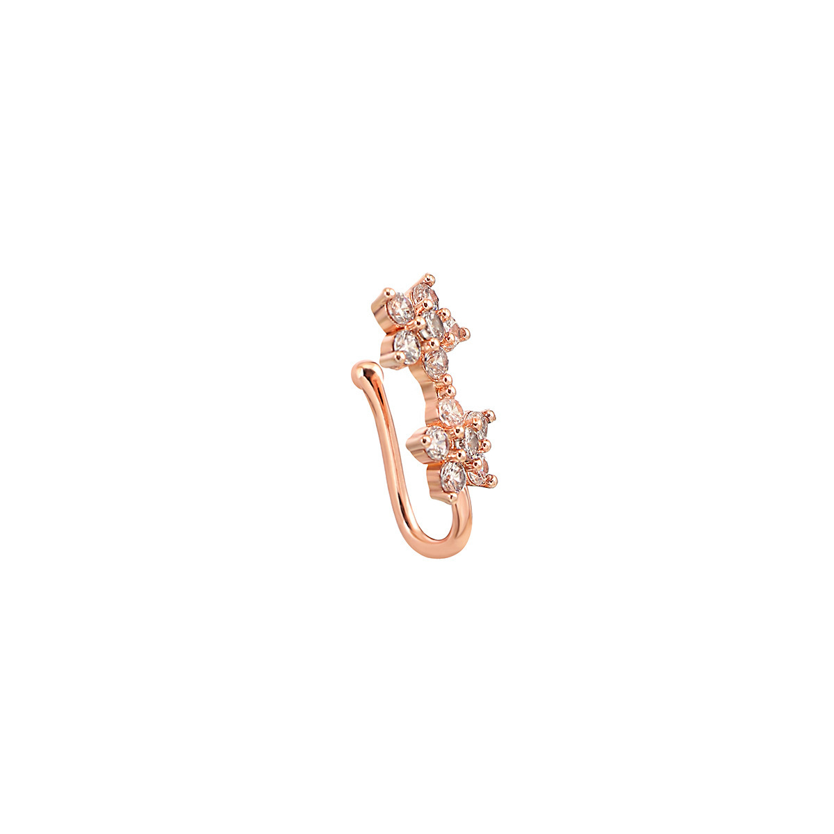 Cross-Border Simple Exquisite Inlaid Diamond Leaf Rose Flower Foreign Trade Jewelry Stud European And American_voghion.com