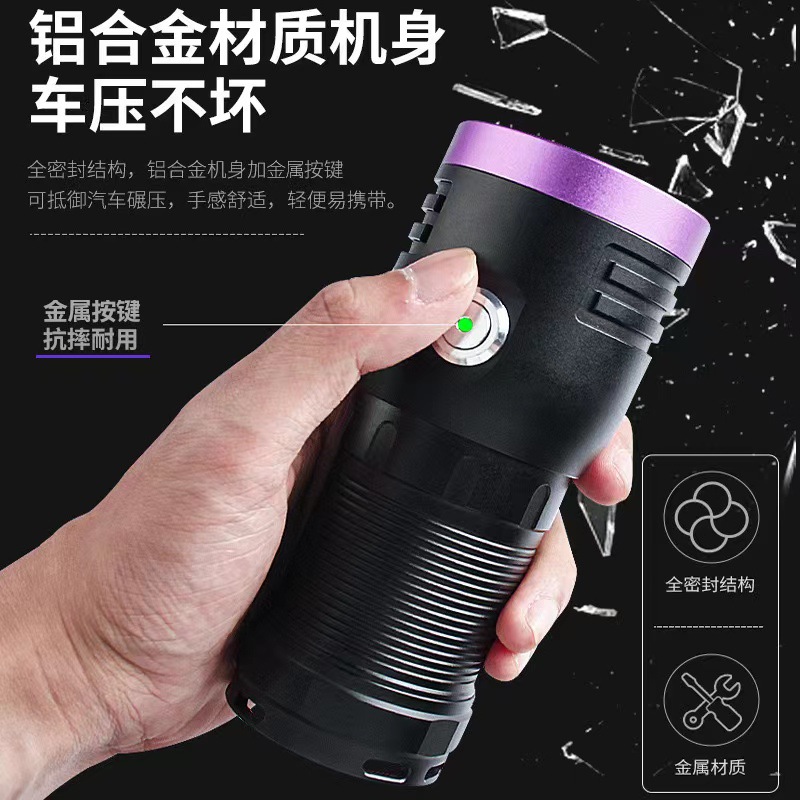 120W Purple Light Identification Flashlight Tobacco, Wine and Currency Detection Special Jade Jade Ceramic Antique Coin Identification Uv Curing