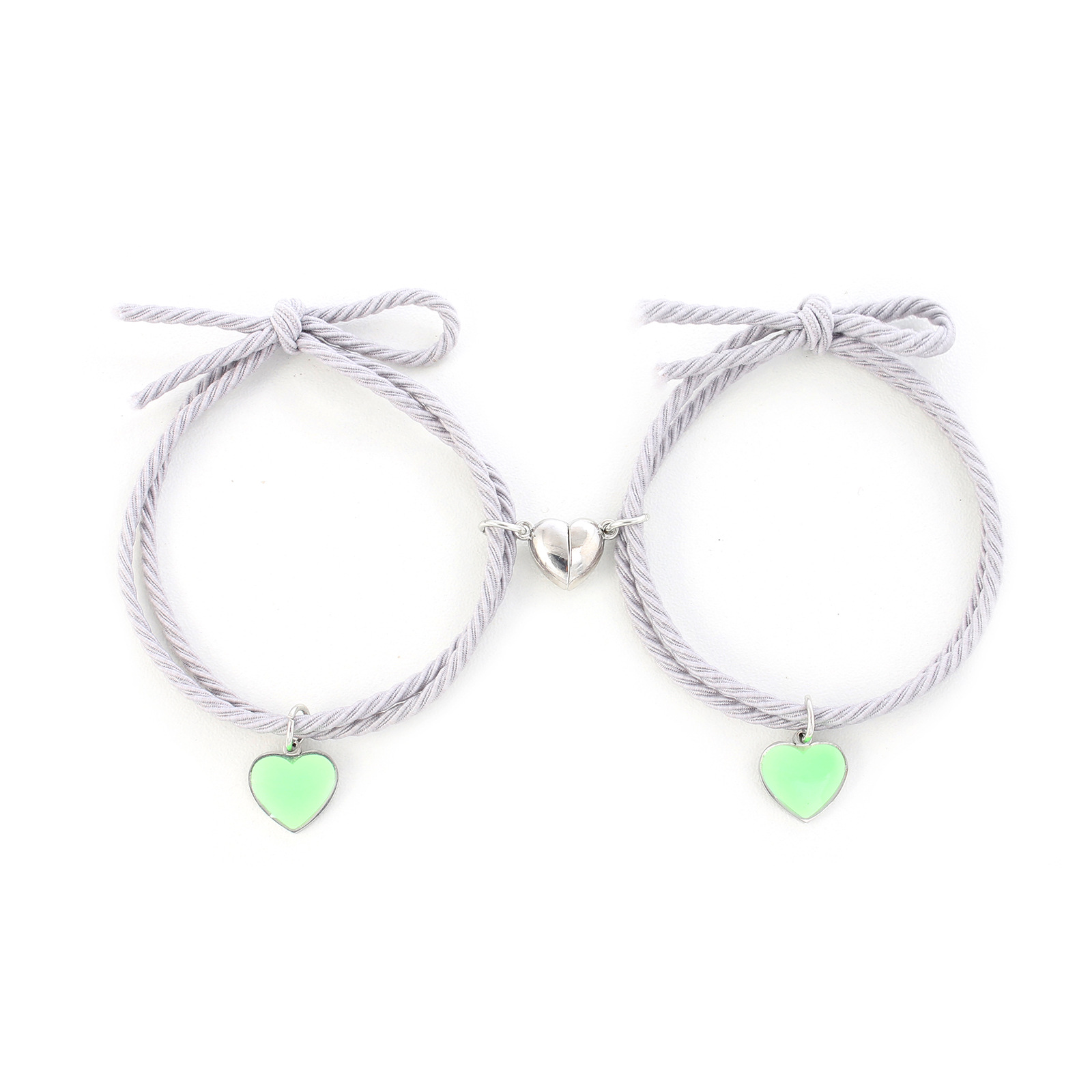 Fashion Heart Shape Alloy Mixed materials Handmade Unisex Bracelets 1 Pair