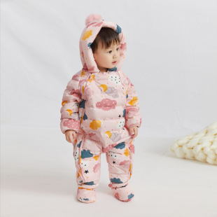 Baby down jacket jumpsuit winter romper men and women Baby out thickened clothes holding clothes winter romper