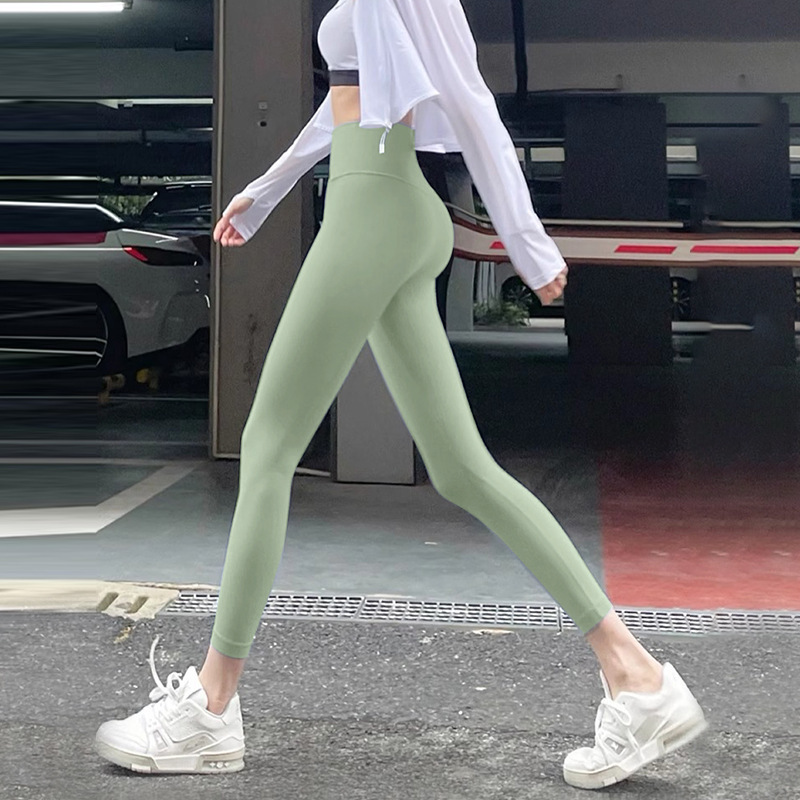 Pantalones de yoga desnudos, fitness, running, leggings ajustados, cintura alta, caderas, abdomen elástico, pantalones de tiburón