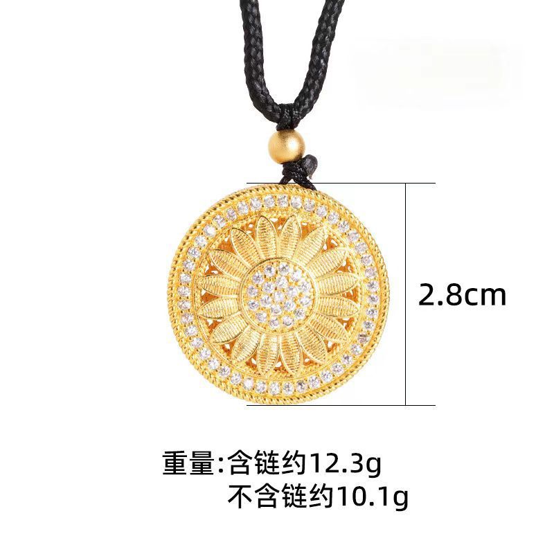 Herencia de oro de arena antigua, brújula de ocho tesoros, collar de bendición, estilo chino hueco, retro, marea nacional, joyería de aleación de cobre al por mayor