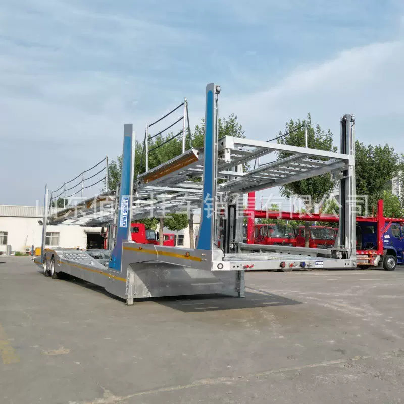 出口八位轿运车 双层抽拉升降 乘用车辆运输半挂车 镀锌款 轿运车